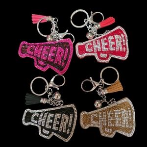 Cheer Megaphone Bag Charm Keychain Set - Pink, Black, Gold, Red